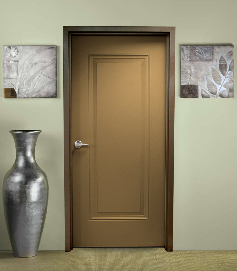custom single panel Brown custom steel office door